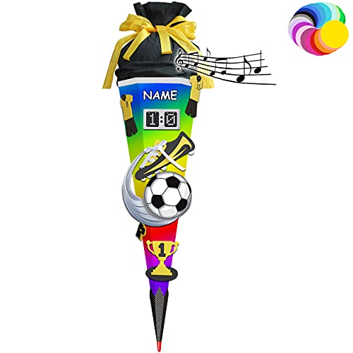 alles-meine.de GmbH Bastelset mit SOUND - Schultüte Farbe & Größe wählbar 70/85 / 100 cm - Fussball - inkl. Name - Farbe frei wählbar - Bastelschultüte - Zuckertüte zum sel.. von alles-meine.de GmbH