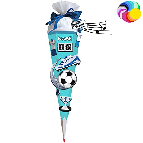 alles-meine.de GmbH Bastelset mit Sound - Schultüte Farbe & Größe wählbar 70/85 / 100 cm - Fussball - inkl. Name - Farbe frei wählbar - Bastelschultüte - Zuckertüte zum sel.. von alles-meine.de GmbH