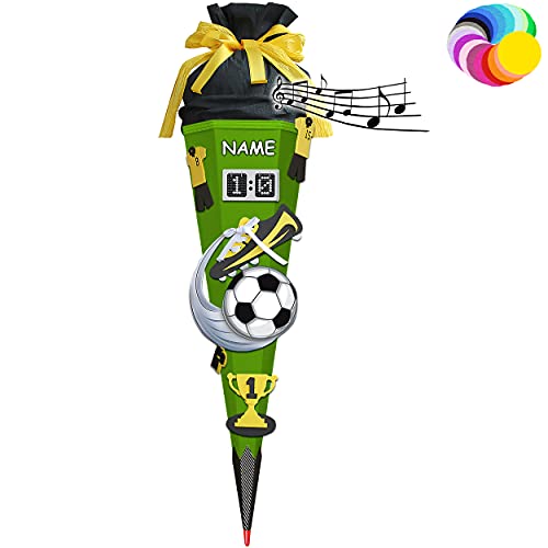 alles-meine.de GmbH Bastelset mit Sound - Schultüte Farbe & Größe wählbar 70/85 / 100 cm - Fussball - inkl. Name - Farbe frei wählbar - Bastelschultüte - Zuckertüte zum sel.. von alles-meine.de GmbH