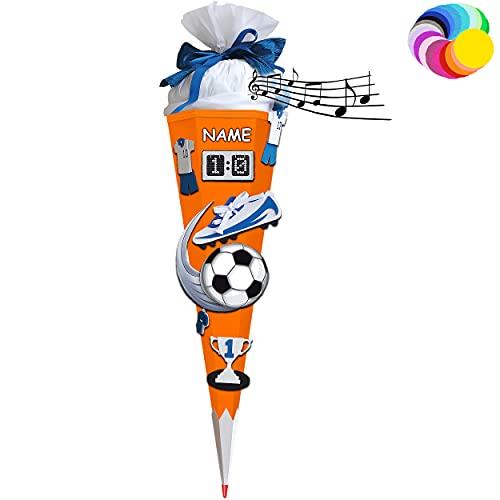 alles-meine.de GmbH Bastelset mit Sound - Schultüte Farbe & Größe wählbar 70/85 / 100 cm - Fussball - inkl. Name - Farbe frei wählbar - Bastelschultüte - Zuckertüte zum sel.. von alles-meine.de GmbH