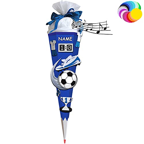 alles-meine.de GmbH Bastelset mit Sound - Schultüte Farbe & Größe wählbar 70/85 / 100 cm - Fussball - inkl. Name - Farbe frei wählbar - Bastelschultüte - Zuckertüte zum sel.. von alles-meine.de GmbH