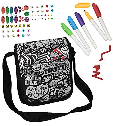 alles-meine.de GmbH Bastelset zum Bemalen - Umhängetasche/Schultertasche - Monster High - Überschlagtasche Kinder Tasche Vampir - Draculaura Frankie Stein - Kindertasche - Henk.. von alles-meine.de GmbH