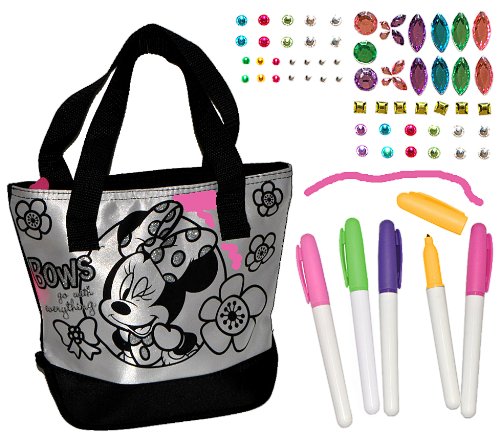 alles-meine.de GmbH Bastelset zum Bemalen für Umhängetasche/Schultertasche - Minnie Mouse - abwischbar groß - Kindertasche Tasche Stoff Mädchen Tragetasche Mickey Maus von alles-meine.de GmbH