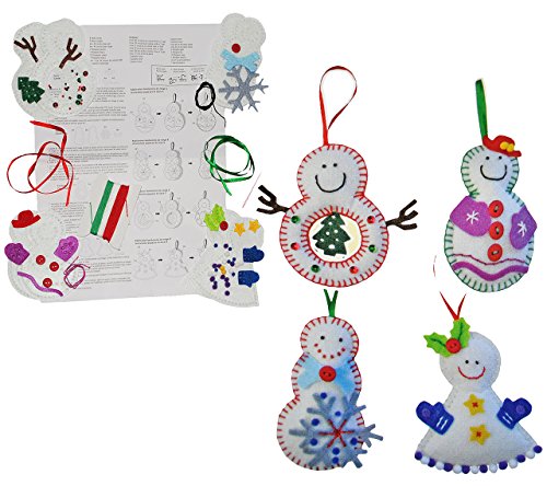 alles-meine.de GmbH Bastelset: 4 Stück: Schneemänner z.B. als Anhänger - zum Sticken, Nähen per Hand - Weihnachten Filz - Handarbeiten Filz Nähen Handarbeit - für Kinder + Erwach.. von alles-meine.de GmbH