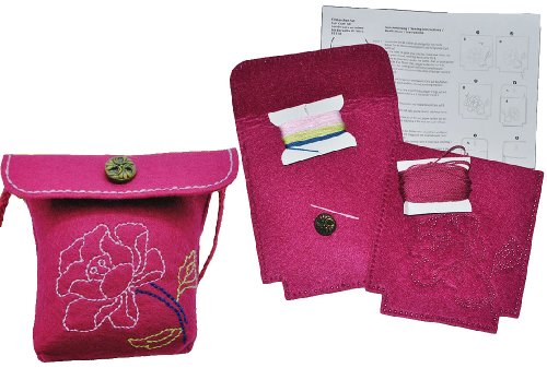 alles-meine.de GmbH Bastelset: für Filztasche - Blumen & Blüten - rosa/pink - zum Sticken, Nähen per Hand - Tragetasche Oliv grün - Tasche mit Blumen Blüten bunt Handarbeit.. von alles-meine.de GmbH