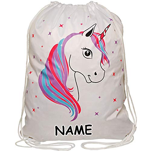 alles-meine.de GmbH Beutel/Tasche - Sportbeutel - Turnbeutel - Schuhbeutel - Einhorn & Sterne - inkl. Name - wasserabweisend abwischbar - für Kinder Erwachsene Matchbeutel Eink.. von alles-meine.de GmbH