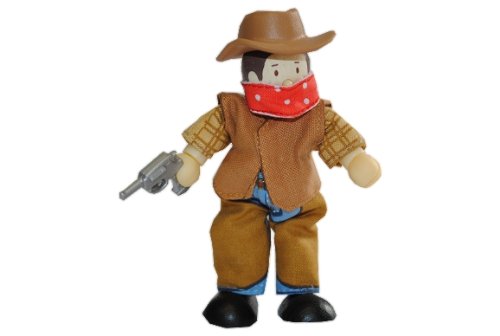 alles-meine.de GmbH Biegepuppe Holz - Cowboy Räuber - mit Pistole Budkins für Puppenhaus und von alles-meine.de GmbH