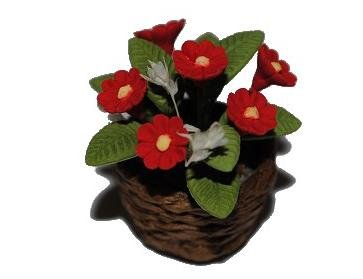 alles-meine.de GmbH Blume Blumentopf Blumengesteck Blumenstrauß Blumenkorb Korb rot Miniatur - Puppenstube Küche - Maßstab 1:12 von alles-meine.de GmbH