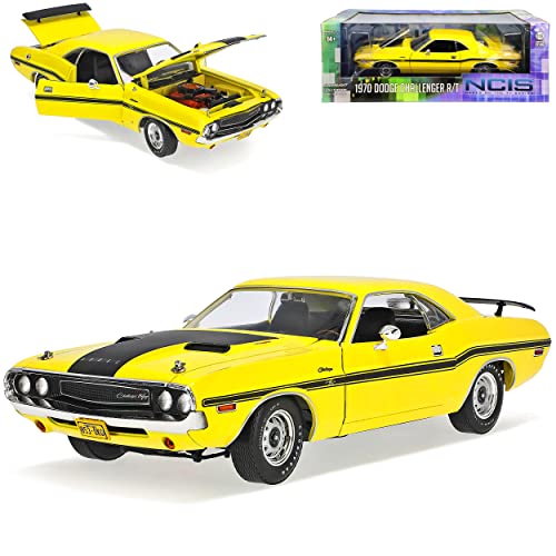 alles-meine.de GmbH Dodge Challenger R/T Coupe Gelb NCIS Navy CIS 1. Generation 1969-1974 1/18 Greenlight Modell Auto mit individiuellem Wunschkennzeichen von alles-meine.de GmbH