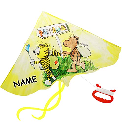 alles-meine.de GmbH Drache/Kinderdrache - Nylon Stoff - Tigerente Janosch - 1,16 m - inkl. Name - mit Drachenschnur + Drachenschwanz - Einleiner - Flugdrachen - Tiger & Bär - D.. von alles-meine.de GmbH