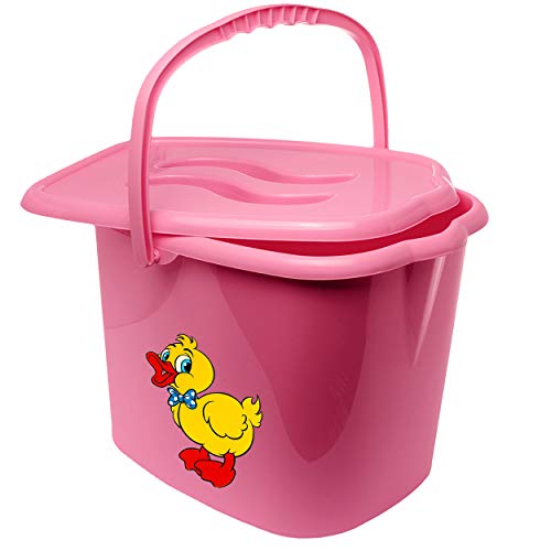 alles-meine.de GmbH Eimer/Windeleimer mit Deckel + Tragegriff - rosa - pink Tiere - Ente Bieco - geruchsdicht - Putzeimer - Windeln Babywindeln - Geruch - geruchsfrei - Wic.. von alles-meine.de GmbH