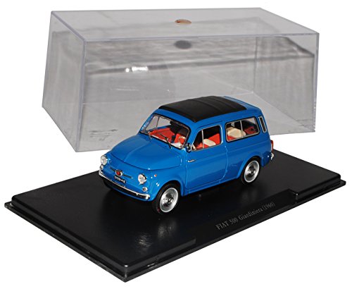 alles-meine.de GmbH FIAT 500 Giardiniera 1960 Blau Mit Sockel und Vitrine 1/24 Modellcarsonline Modell Auto mit individiuellem Wunschkennzeichen von alles-meine.de GmbH