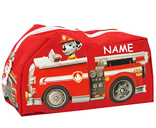 alles-meine.de GmbH Federmappe/Kosmetiktasche - 2 in 1 - P. Patrol - Hunde - Feuerwehr Auto - inkl. Name - Federmäppchen & Schlamper Etui Stifterolle - Kulturtasche - Feder.. von alles-meine.de GmbH