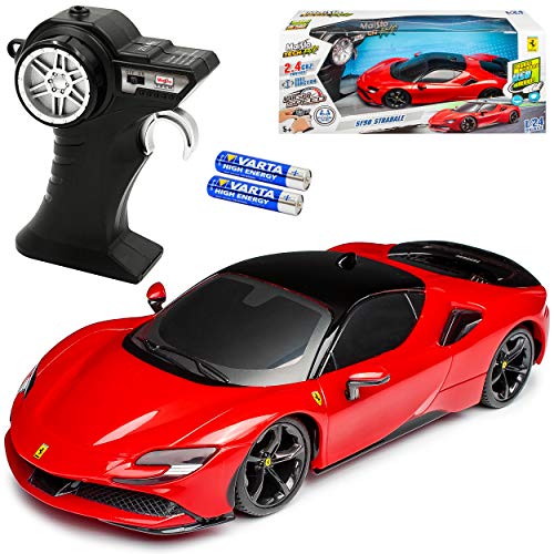 alles-meine.de GmbH Ferrari SF90 Stradale Coupe Rot Ab 2020 2.4 GHz RC Funkauto - inklusive Akku Batterien - sofort startklar 1/24 Modell Auto mit individiuellem Wunschkennzeiche von alles-meine.de GmbH