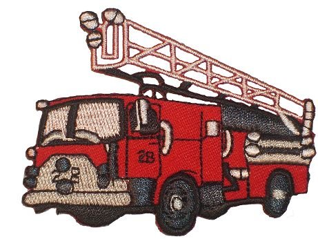 alles-meine.de GmbH Feuerwehr - 7,4 cm * 5,8 cm - Bügelbild/Feuer Auto Wagen - Fahrzeug Aufnäher Applikation Aufbügler - Feuerwehrauto von alles-meine.de GmbH