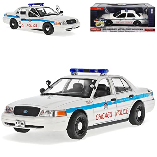 alles-meine.de GmbH Ford Crown Victoria Police Polizei Chicago Police Interceptor Weiss Blau 2. Generation 1997-2011 1/24 Greenlight Modell Auto von alles-meine.de GmbH