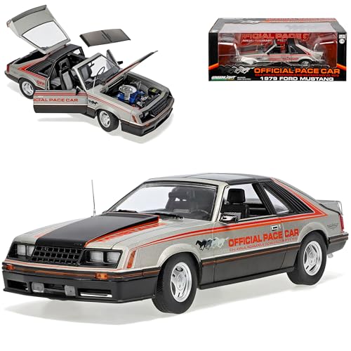 alles-meine.de GmbH Ford Mustang Pace Car Indianapolis 1979 Grau 3. Generation 1979-1993 1/18 Greenlight Modell Auto mit individiuellem Wunschkennzeichen von alles-meine.de GmbH