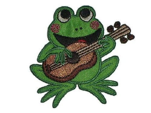 alles-meine.de GmbH Frosch 6,6 cm * 6, 2 cm Bügelbild mit Gitarre Aufnäher Applikation Frösche Tiere von alles-meine.de GmbH