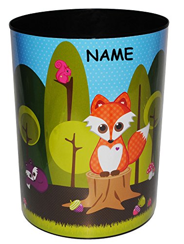 alles-meine.de GmbH Fuchs & Waldtiere - Papierkorb - Kunststoff - incl. Name - für Kinder/Mädchen & Jungen - Mülleimer Eimer Aufbewahrungsbox - Tiere - Igel Eichhörnchen - Wald.. von alles-meine.de GmbH