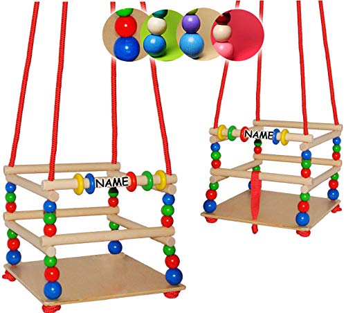 alles-meine.de GmbH Gitterschaukel aus Holz - mit Gurt/Kinderschaukel - incl. Name - Leichter Einstieg ! - mitwachsend & verstellbar - Schaukel & Babyschaukel - verstellbare Kl.. von alles-meine.de GmbH