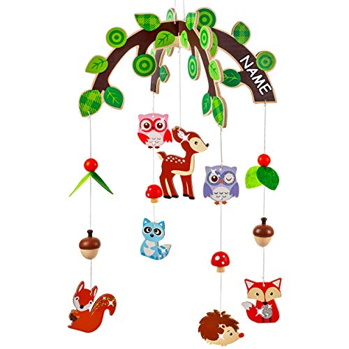 alles-meine.de GmbH Holzmobile Motivwahl Tiere im Wald & Eulen - inkl. Name Unruhe aus Holz - Spielzeug Windspiel/Tiere Baby Mobile - Windspiel - Traumfänger - Babymobile.. von alles-meine.de GmbH