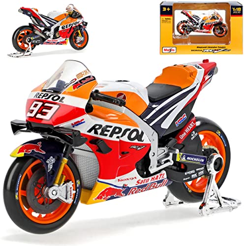 alles-meine.de GmbH Hond. RC123V GP21 MotoGP Nr 93 2021 M. Marquez 1/18 M*a*i*s*t*o Modell Motorrad mit individiuellem Wunschkennzeichen von alles-meine.de GmbH