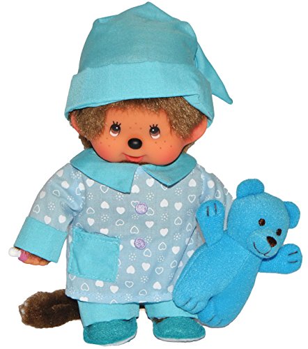 alles-meine.de GmbH Junge - Monchhichi - Pyjama/Schlafanzug mit Kuscheltier, Pantoffeln & Schlafmütze - 20 cm - Bekleidung ausziehbar - Plüschtier/Kuscheltier - Monchichi.. von alles-meine.de GmbH