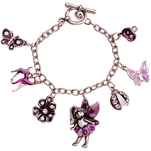 alles-meine.de GmbH Kinder - Bettelarmband/Armband Fee/Elfe - REH - Blume - Schmetterling - Marienkäfer/lila - violett - Silber grau für Kinder & Erwachsene - Schmuck /.. von alles-meine.de GmbH