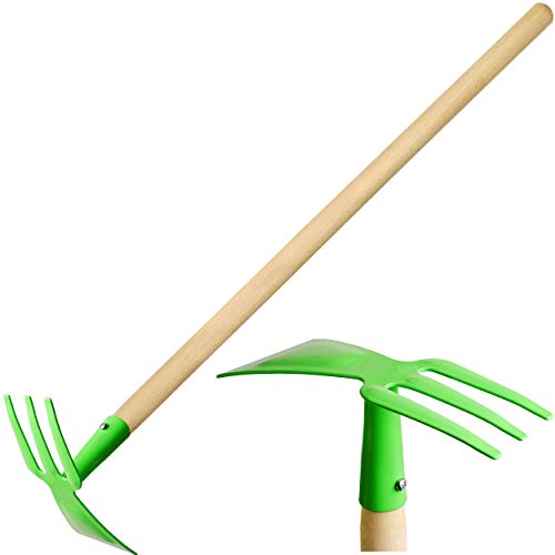 alles-meine.de GmbH Kinder - Doppelhacke/Harke/Hacke - aus Holz & Metall - grün/apfelgrün - 75 cm lang - stabile Gartengeräte/Gartenset - Kinderharke - Gartenharke Garten.. von alles-meine.de GmbH