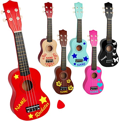 alles-meine.de GmbH Kinder - Gitarre/Ukulele - aus Holz - Motiv & Farbwahl - bunt - inkl. Name - hochwertige Konzertgitarre - 55 cm - Klassik - akustische - Kindergitarre - mit.. von alles-meine.de GmbH