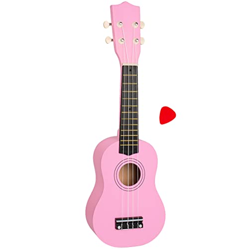 alles-meine.de GmbH Kinder - Gitarre/Ukulele - aus Holz - Motiv & Farbwahl - rosa pink - hochwertige Konzertgitarre - 55 cm - Klassik - akustische - Kindergitarre - mit Plektru.. von alles-meine.de GmbH