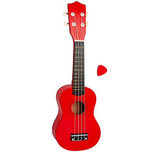 alles-meine.de GmbH Kinder - Gitarre/Ukulele - aus Holz - Motiv & Farbwahl - rot - hochwertige Konzertgitarre - 55 cm - Klassik - akustische - Kindergitarre - mit Plektrum - 4 .. von alles-meine.de GmbH