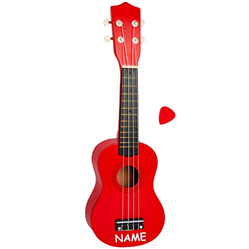 alles-meine.de GmbH Kinder - Gitarre/Ukulele - aus Holz - Motiv & Farbwahl - rot - inkl. Name - hochwertige Konzertgitarre - 55 cm - Klassik - akustische - Kindergitarre - mit .. von alles-meine.de GmbH