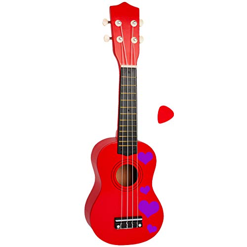 alles-meine.de GmbH Kinder - Gitarre/Ukulele - aus Holz - Motiv & Farbwahl - rot & Herzen lila - violett - hochwertige Konzertgitarre - 55 cm - Klassik - akustische - Kindergit.. von alles-meine.de GmbH