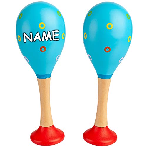 alles-meine.de GmbH Kinder Rasseln/Musikinstrumente Modell & Farbwahl Maracas Rasseln - 2er Set - Holz - blau - inkl. Name - Musikintrument/Musik für Baby - Kinder & Erwa.. von alles-meine.de GmbH