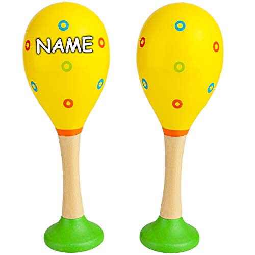 alles-meine.de GmbH Kinder Rasseln/Musikinstrumente Modell & Farbwahl Maracas Rasseln - 2er Set - Holz - gelb - inkl. Name - Musikintrument/Musik für Baby - Kinder & Erwa.. von alles-meine.de GmbH