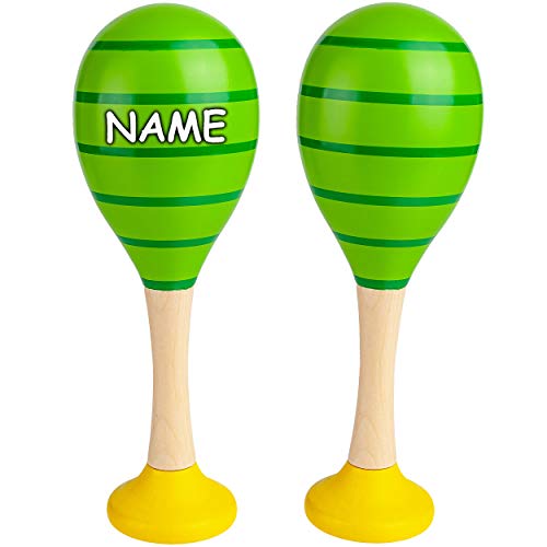 alles-meine.de GmbH Kinder Rasseln/Musikinstrumente Modell & Farbwahl Maracas Rasseln - 2er Set - Holz - grün - inkl. Name - Musikintrument/Musik für Baby - Kinder & Erwa.. von alles-meine.de GmbH