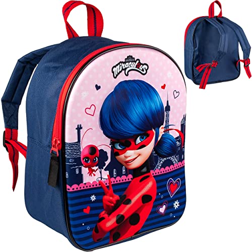 alles-meine.de GmbH Kinder Rucksack 3D Effekt Miracul. - Ladybug und Cat Noir - Tasche - wasserfest & beschichtet - Kinderrucksack groß Kind - Jungen Mädchen - Kindergartenta.. von alles-meine.de GmbH