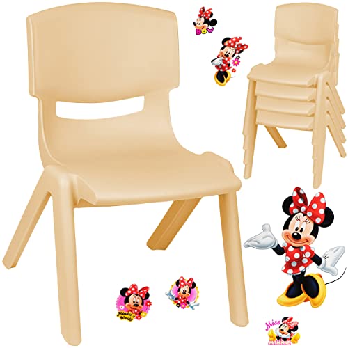 alles-meine.de GmbH Kinderstuhl/Stuhl - Motivwahl - Holz Farben - beige + Sticker - Minnie Maus - Plastik - bis 100 kg belastbar/kippsicher - für INNEN & AUßEN - 0-99 Jahre.. von alles-meine.de GmbH