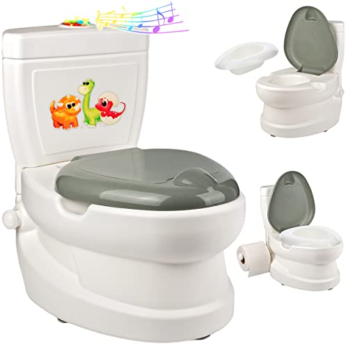 alles-meine.de GmbH Kindertoilette/Töpfchen Spülgeräusch + Licht Dinosaurier/Dino mit Wasserspülung Sound - Nachttopf/Babytopf - mit Deckel - weiß - Musik - Toiletten.. von alles-meine.de GmbH