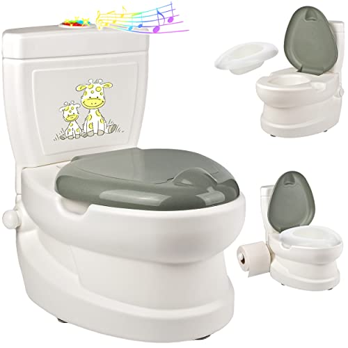 alles-meine.de GmbH Kindertoilette/Töpfchen Spülgeräusch + Licht Giraffe mit Wasserspülung Sound - Nachttopf/Babytopf - mit Deckel - weiß - Musik - Toilettentrainer - B.. von alles-meine.de GmbH