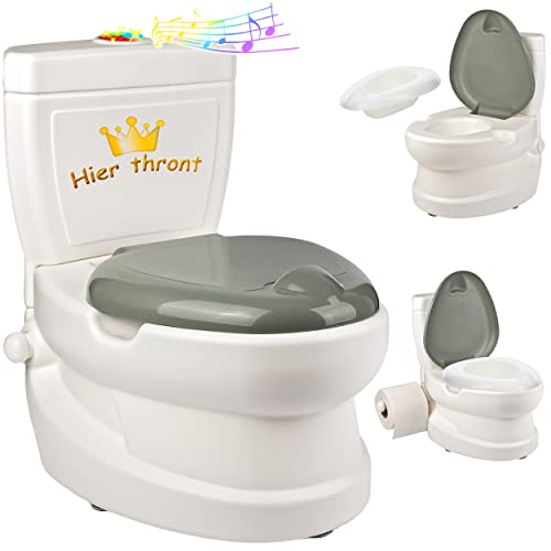 alles-meine.de GmbH Kindertoilette/Töpfchen Spülgeräusch + Licht Hier thront ... mit Wasserspülung Sound - Nachttopf/Babytopf - mit Deckel - weiß - Musik - Toilettentra.. von alles-meine.de GmbH