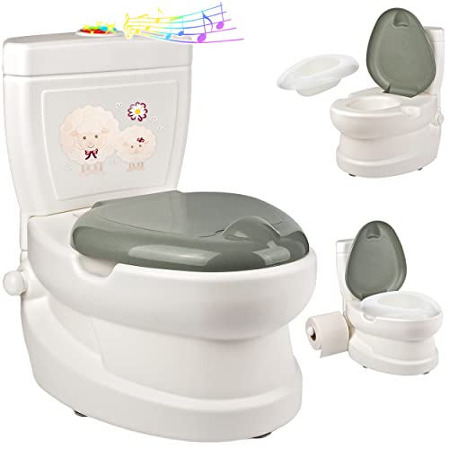 alles-meine.de GmbH Kindertoilette/Töpfchen Spülgeräusch + Licht Pinguin mit Wasserspülung Sound - Nachttopf/Babytopf - mit Deckel - weiß - Musik - Toilettentrainer - B.. von alles-meine.de GmbH