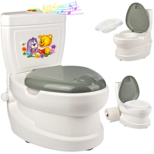 alles-meine.de GmbH Kindertoilette/Töpfchen Spülgeräusch + Licht Pinguin mit Wasserspülung Sound - Nachttopf/Babytopf - mit Deckel - weiß - Musik - Toilettentrainer - B.. von alles-meine.de GmbH