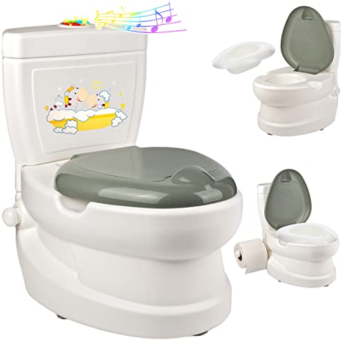 alles-meine.de GmbH Kindertoilette/Töpfchen Spülgeräusch + Licht Pinguin mit Wasserspülung Sound - Nachttopf/Babytopf - mit Deckel - weiß - Musik - Toilettentrainer - B.. von alles-meine.de GmbH