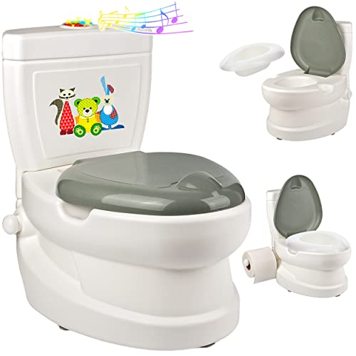 alles-meine.de GmbH Kindertoilette/Töpfchen Spülgeräusch + Licht Tierfreunde mit Wasserspülung Sound - Nachttopf/Babytopf - mit Deckel - weiß - Musik - Toilettentrainer.. von alles-meine.de GmbH