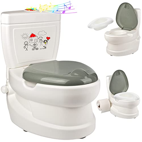 alles-meine.de GmbH Kindertoilette/Töpfchen Spülgeräusch + Licht kleine Familie mit Wasserspülung Sound - Nachttopf/Babytopf - mit Deckel - weiß - Musik - Toilettentrai.. von alles-meine.de GmbH