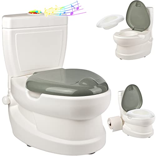 alles-meine.de GmbH Kindertoilette Spülgeräusch + Licht Effekt - Wasserspülung Modell wählbar Töpfchen/Nachttopf/Babytopf - mit Deckel - weiß - Musik - Toilettentrainer.. von alles-meine.de GmbH