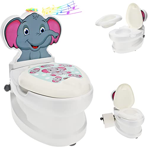 alles-meine.de GmbH Kindertoilette Spülgeräusch + Licht Effekt - Wasserspülung Modell wählbar Töpfchen/Nachttopf/Babytopf - mit Deckel - weiß - Musik - Toilettentrainer.. von alles-meine.de GmbH