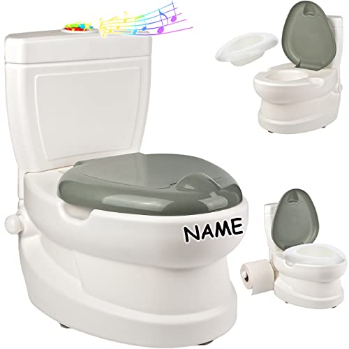 alles-meine.de GmbH Kindertoilette Spülgeräusch + Licht Effekt - Wasserspülung Modell wählbar inkl. Name -Töpfchen/Nachttopf/Babytopf - mit Deckel - weiß - Musik - Toil.. von alles-meine.de GmbH